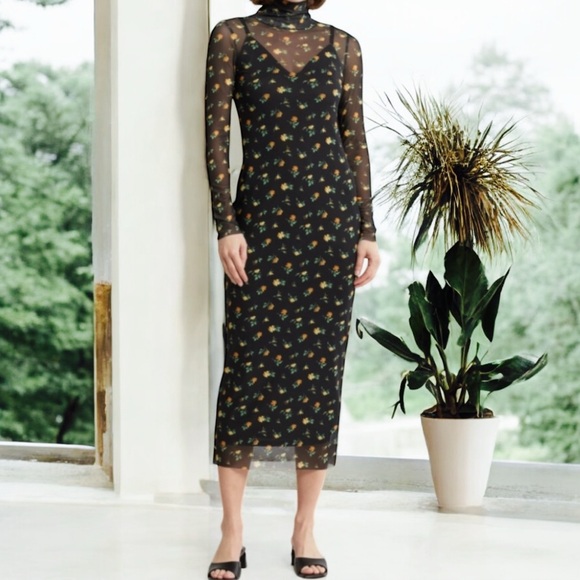 AFRM Black Dress with Colorful Floral Pattern - Picture 1 of 8